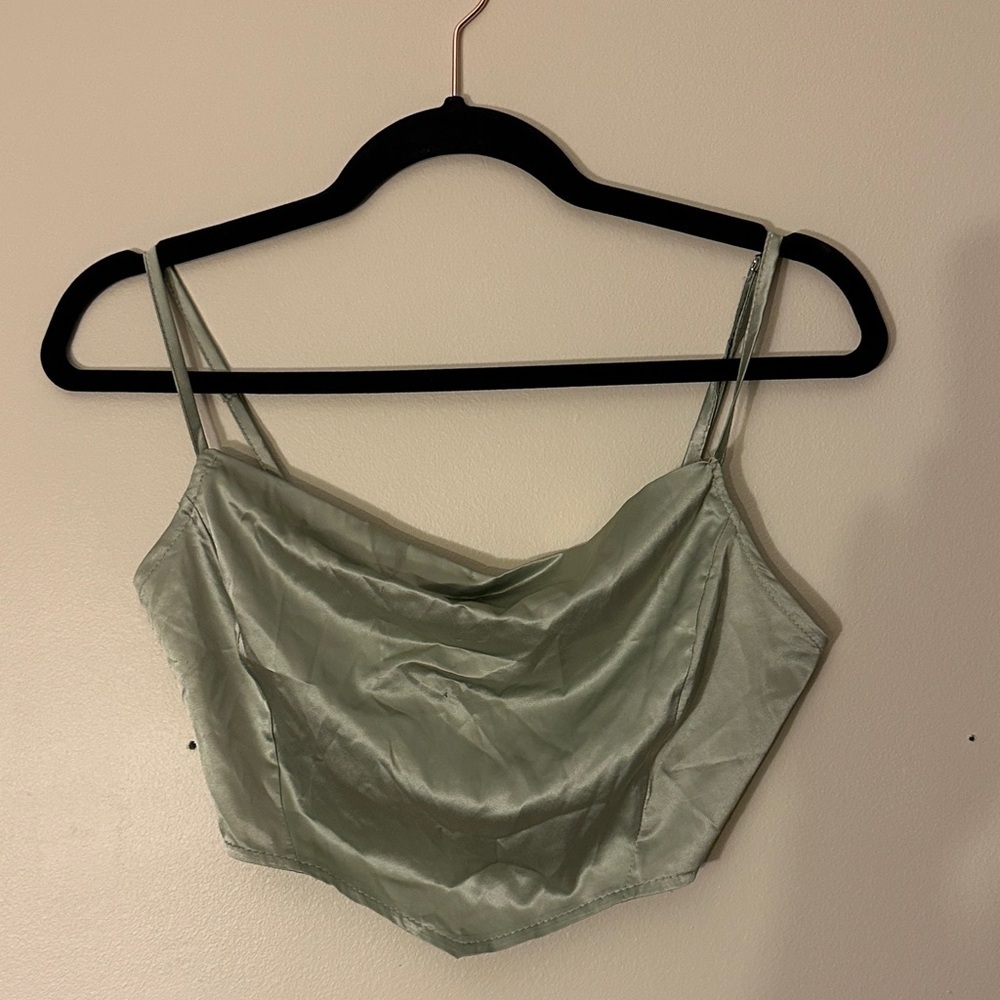 PrettyLittleThing Sage Green Camisole Top